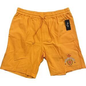NEW PRIMITIVE men's drawstring lounge shorts in orange